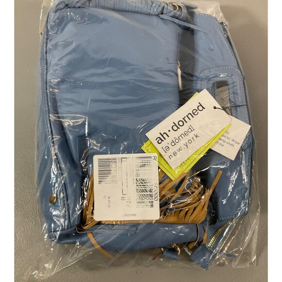 ah·dorned Denim Blue Faux Leather Fringe Handbag with Removable Straps - Picture 3 of 8